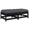 vidaXL Garden Footstools with Cushions 2pcs Black Solid Wood Pine