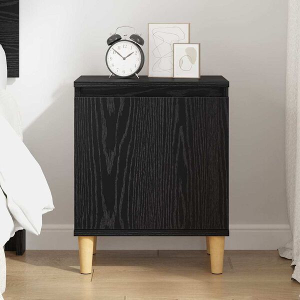 vidaXL Bedside Cabinet Black Oak 40 x 30 x 50 cm Engineered Wood