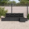 vidaXL Garden Sofa Set with Cushion 5 pcs Black Poly Rattan