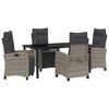 vidaXL Garden Dining Set with Cushion 5 pcs Grey Poly Rattan
