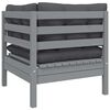 vidaXL 3 Piece Garden Lounge Set with Cushions Grey Solid Pinewood