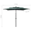 vidaXL 3-Tier Garden Parasol with Aluminium Pole Green 2.5x2.5 m