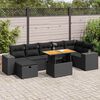vidaXL 5 Piece Garden Sofa Set with Cushions Black Poly Rattan Acacia