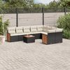 vidaXL 10 Piece Garden Sofa Set with Cushions Black Poly Rattan