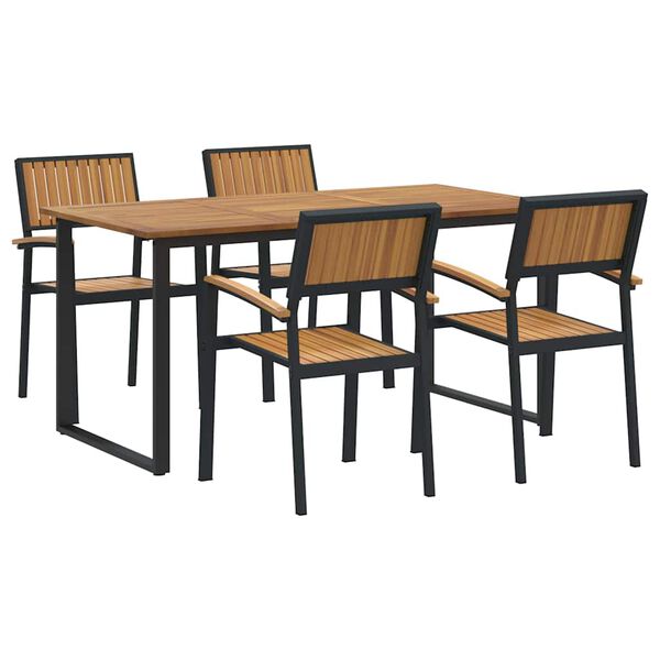 vidaXL Garden Dining Set 5 pcs Black and brown