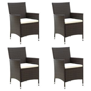 vidaXL Garden Chairs with Cushions 4 pcs Poly Rattan Brown