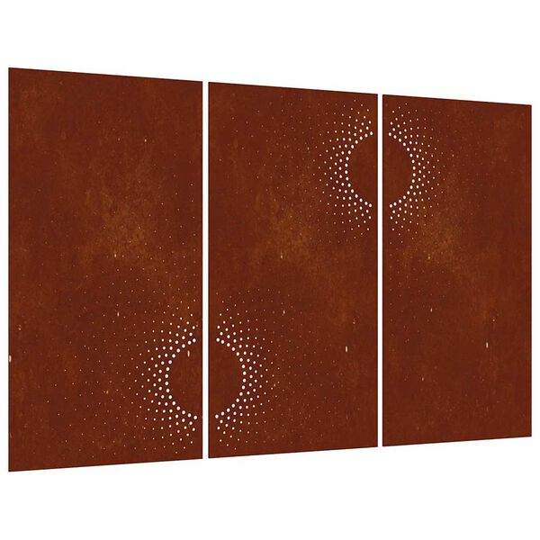 vidaXL Garden Wall Decorations 3 pcs 105x55 cm Corten Steel Sun Design