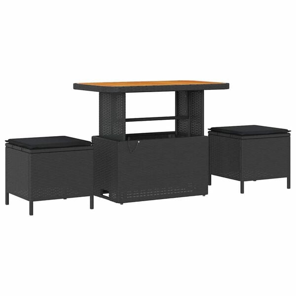 vidaXL Garden Sofa Set Height-Adjustable 11 pcs Black Poly Rattan