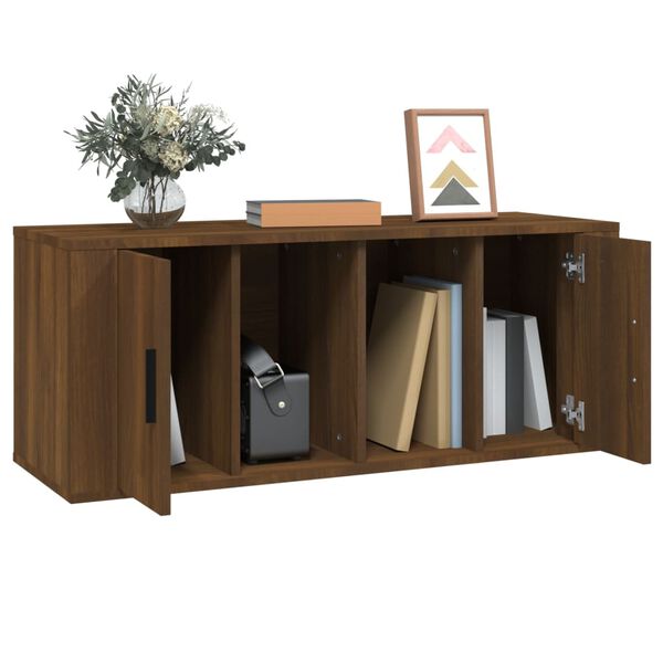 vidaXL TV Cabinet Brown Oak 100x35x40 cm Engineered Wood