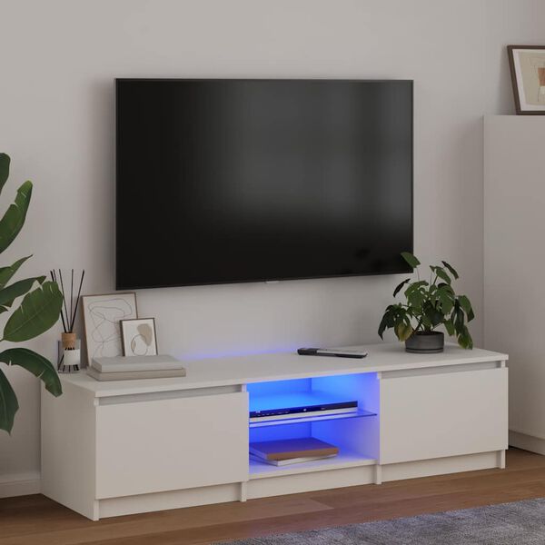 vidaXL TV Cabinet with LED Lights White 140x40x36 cm