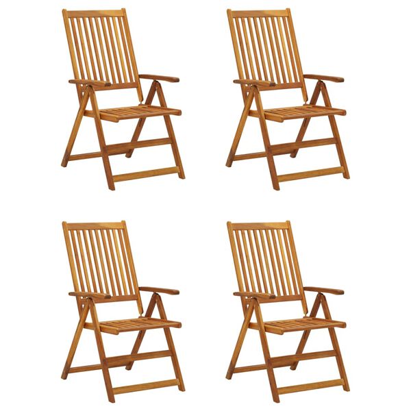vidaXL Garden Reclining Chairs 4 pcs with Cushions Solid Acacia Wood