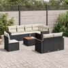 vidaXL 9 Piece Garden Sofa Set with Cushions Black Poly Rattan