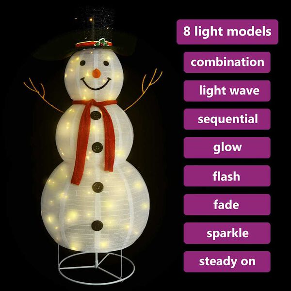 vidaXL Decorative Christmas Snowman Figure LED Luxury Fabric 180cm