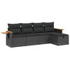 vidaXL 5 Piece Garden Sofa Set with Cushions Black Poly Rattan