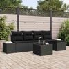 vidaXL Garden Sofa Set with Cushion 6 pcs Black Poly Rattan