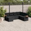 vidaXL 7 Piece Garden Sofa Set with Cushions Black Poly Rattan
