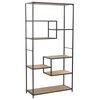 vidaXL Bookshelf | Black and natural wood | Solid firwood and steel
