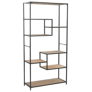 vidaXL Bookshelf | Black and natural wood | Solid firwood and steel