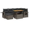 vidaXL 7 Piece Garden Sofa Set with Cushions Grey Poly Rattan