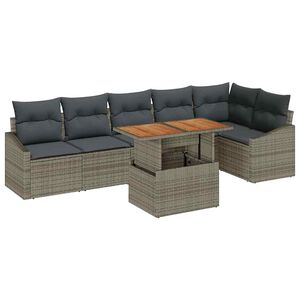 vidaXL Garden Sofa Set 7 pcs Grey Poly rattan