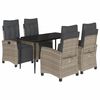 vidaXL 5 Piece Garden Dining Set with Cushions Grey Poly Rattan