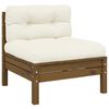 vidaXL 3 Piece Garden Lounge Set with Cream Cushions Solid Pinewood