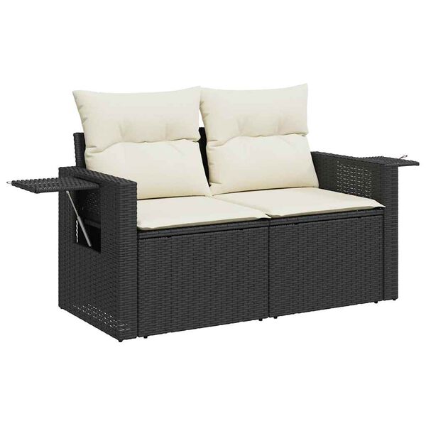 vidaXL 6 Piece Garden Sofa Set with Cushions Black Poly Rattan