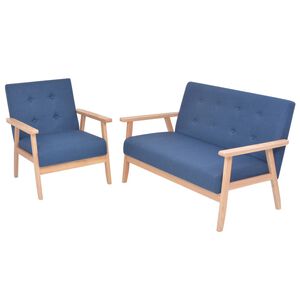 vidaXL Sofa Set 2 Pieces Fabric Blue
