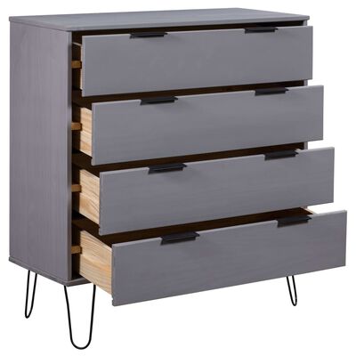 vidaXL Drawer Cabinet Grey 76.5x39.5x90.3 cm Solid Pine Wood