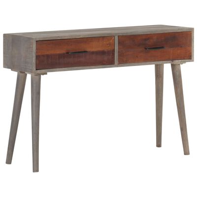 vidaXL Console Table Grey 110x35x75 cm Solid Rough Mango Wood
