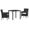 vidaXL Garden Dining Set with Cushion 3 pcs Grey Poly Rattan