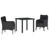 vidaXL Garden Dining Set 3 pcs Black Poly Rattan