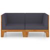 vidaXL 2-Seater Sofa with Dark Grey Cushions Solid Acacia Wood