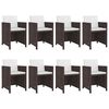vidaXL 9 Piece Outdoor Dining Set with Cushions Poly Rattan Brown