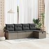vidaXL Garden Sofa Set with Cushion 5 pcs Grey Poly rattan
