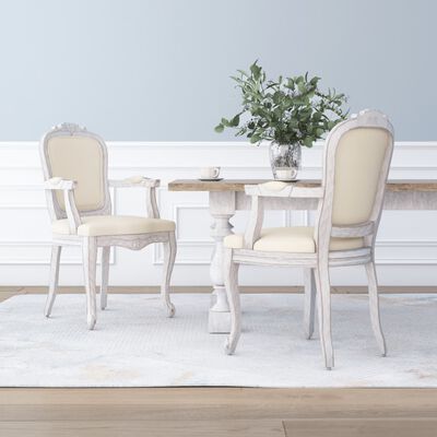 vidaXL Dining Chairs 2 pcs Beige 62x59.5x100.5 cm linen