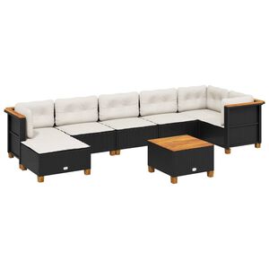 vidaXL 8 Piece Garden Sofa Set with Cushions Black Poly Rattan