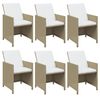 vidaXL 7 Piece Garden Dining Set with Cushions Poly Rattan Beige