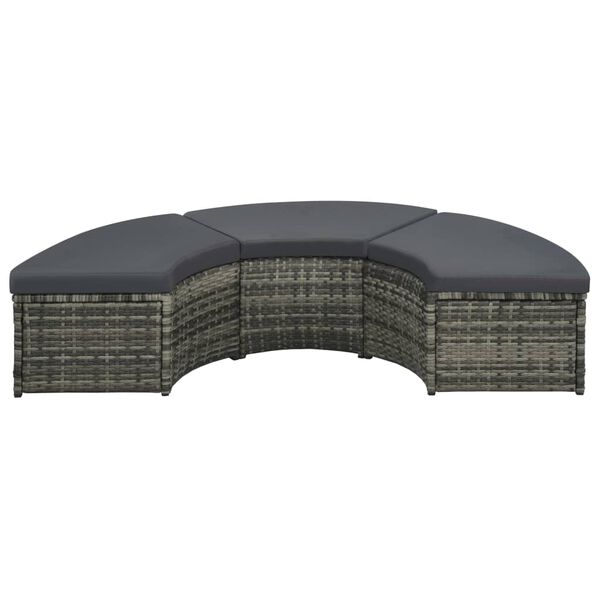 vidaXL 7 Piece Garden Lounge Set with Cushions Poly Rattan Grey