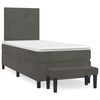 vidaXL Box Spring Bed with Mattress Dark Grey 107x203 cm King Single Velvet