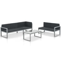 vidaXL 3 Piece Garden Lounge Set with Cushions Aluminium Black