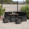 vidaXL Garden Sofa Set Height-Adjustable 8 pcs Black Poly Rattan