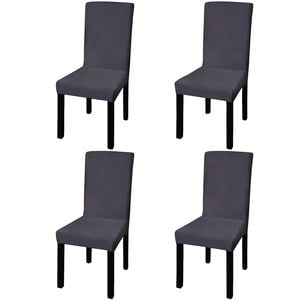 vidaXL Chair Cover | Set of 4 | Anthracite | Polyester 90%, Elastane 10%