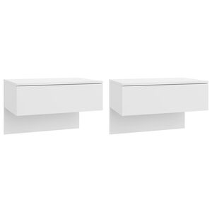 vidaXL Wall-mounted Bedside Cabinet | Set of 2 | High gloss white