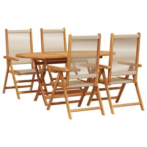 vidaXL Garden Dining Set Folding 5 pcs Beige Solid Acacia Wood
