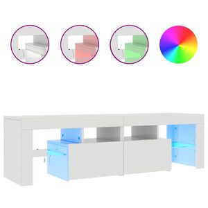 vidaXL TV Cabinet with LED Lights High Gloss White 140x36.5x40 cm