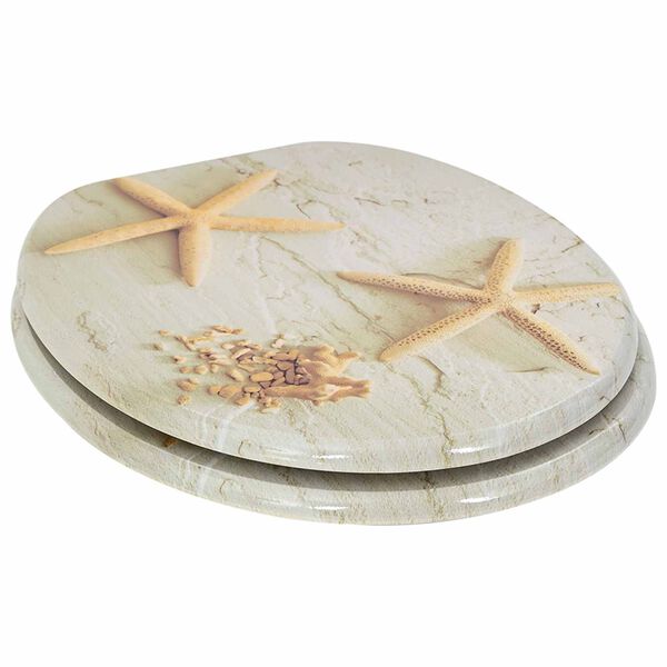vidaXL WC Toilet Seats 2 pcs with Soft Close Lids MDF Starfish Design
