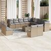 vidaXL 14 Piece Garden Sofa Set with Cushions Beige Poly Rattan