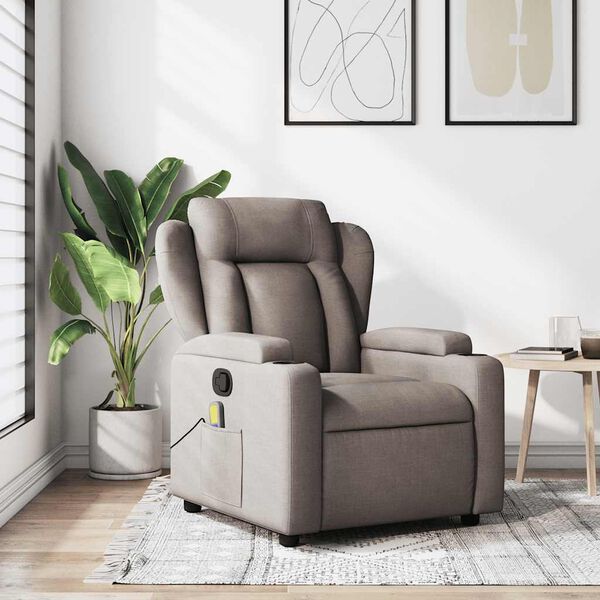vidaXL Massage Recliner Chair Taupe Fabric