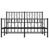 vidaXL Metal Bed Frame without Mattress with Footboard Black 135x190cm